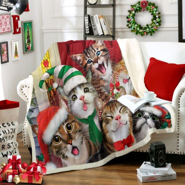 Cat Christmas Fleece Blanket Sherpa Blanket