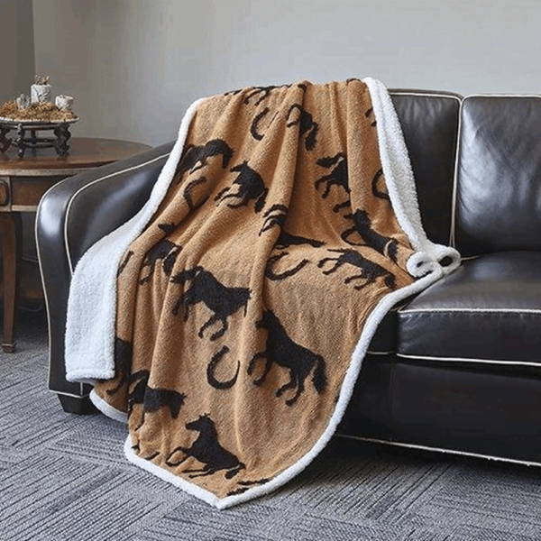 Horse Jacquard Fleece Blanket Sherpa Blanket