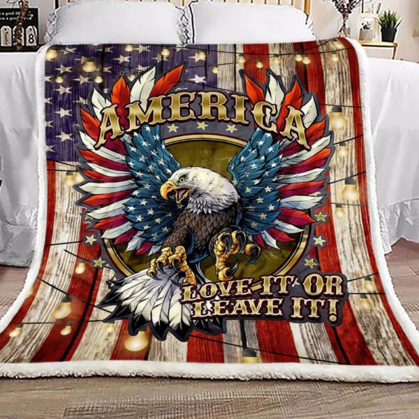 Eagle American Flag Fleece Blanket Sherpa Blanket