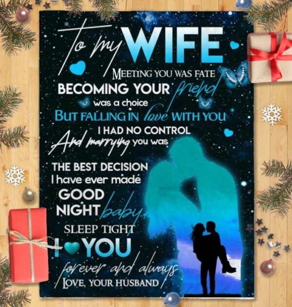 Valentine To My Wife Fleece Blanket Sherpa Blanket