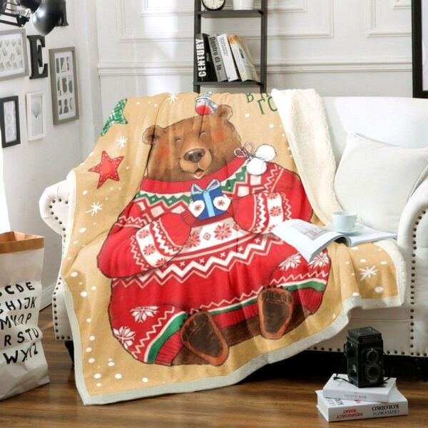 Christmas Bear Fleece Blanket Sherpa Blanket