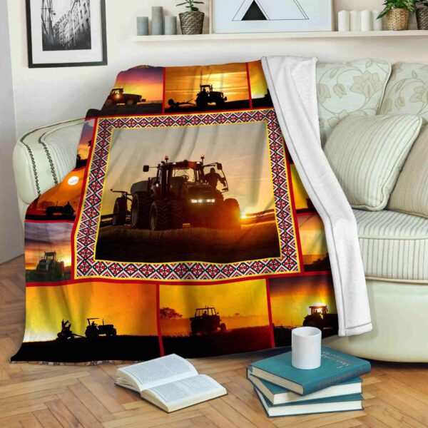 Tractor Sun Fleece Blanket Sherpa Blanket