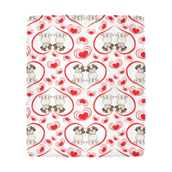 Shih Tzu Cute Valentines Fleece Blanket Sherpa Blanket