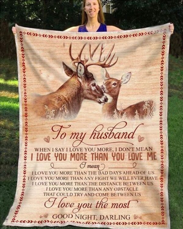 Husband Deer Couple Fleece Blanket Sherpa Blanket