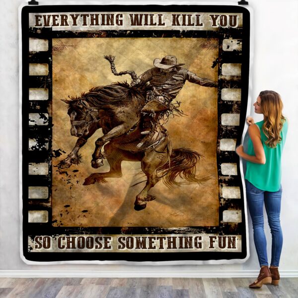 Horse Rodeo Film Fleece Blanket Sherpa Blanket