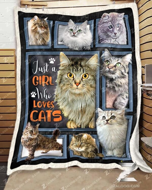 Cat Just A Girl Loves Cats Fleece Blanket Sherpa Blanket