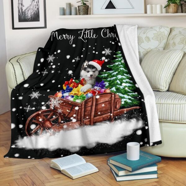 Christmas Siberian Husky Fleece Blanket Sherpa Blanket