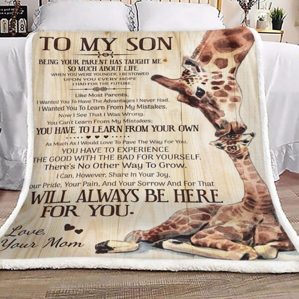 Giraffe To My Son Your Mom Fleece Blanket Sherpa Blanket