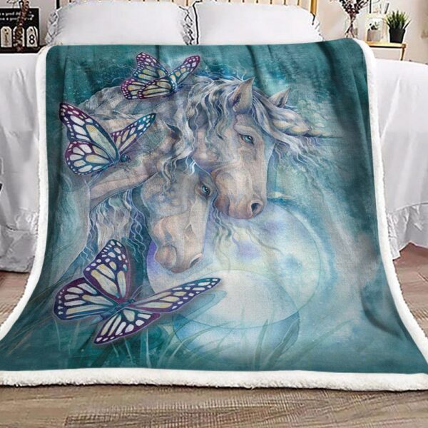 Unicorn And Butterfly Fleece Blanket Sherpa Blanket