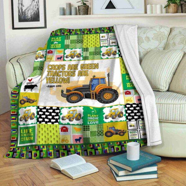 Tractor Crops Are Green Tractors Are Yellow Fleece Blanket Sherpa Blanket