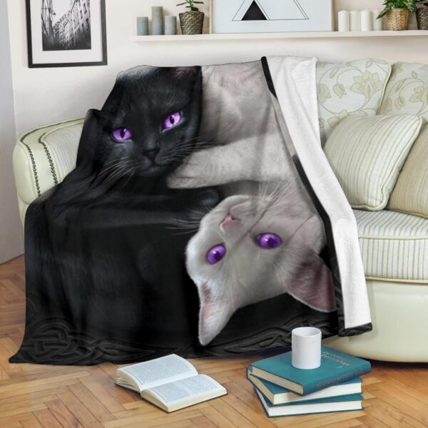 Cat Yin Yang Fleece Blanket Sherpa Blanket