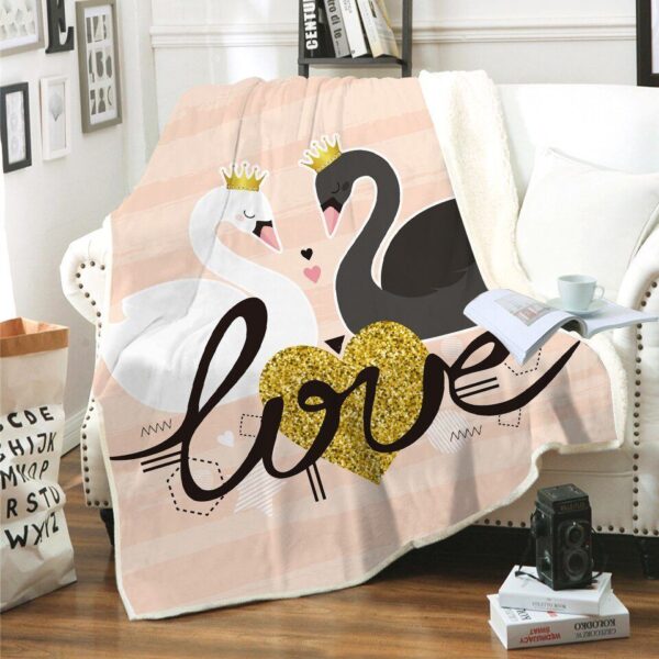 Golden Sequin Flamingo Fleece Blanket Sherpa Blanket