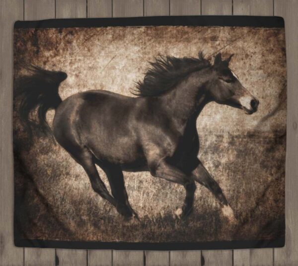 Galloping Horse Equestrian Fleece Blanket Sherpa Blanket