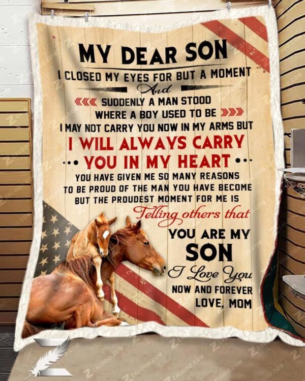 Horse My Dear Son Love Mom Fleece Blanket Sherpa Blanket