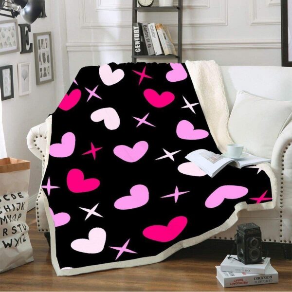Pink Love Fleece Blanket Sherpa Blanket