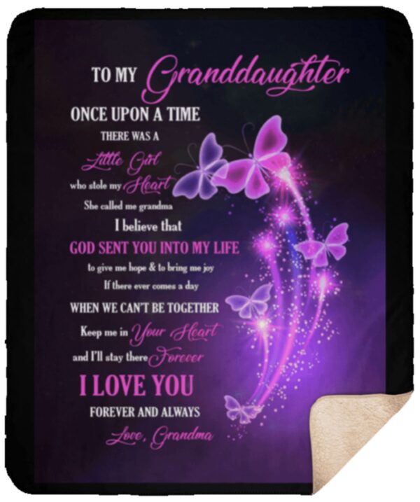 To My Granddaughter Butterfly Fleece Blanket Sherpa Blanket