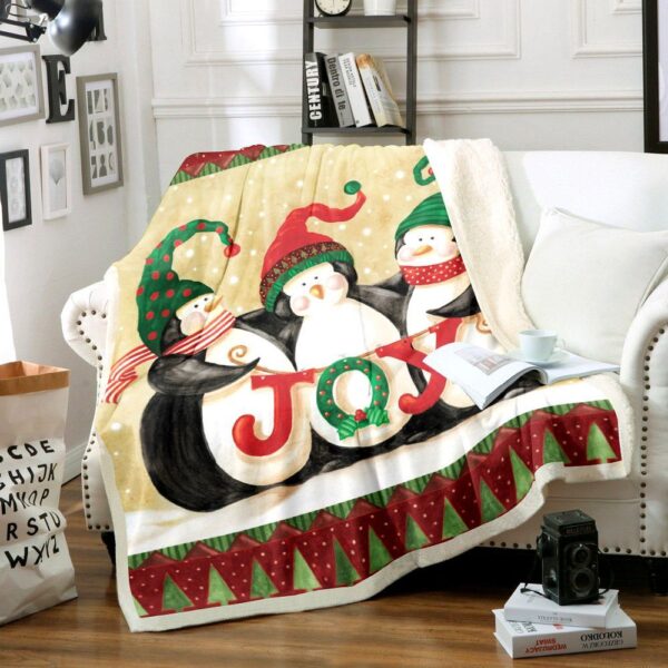 Penguins Christmas Fleece Blanket Sherpa Blanket