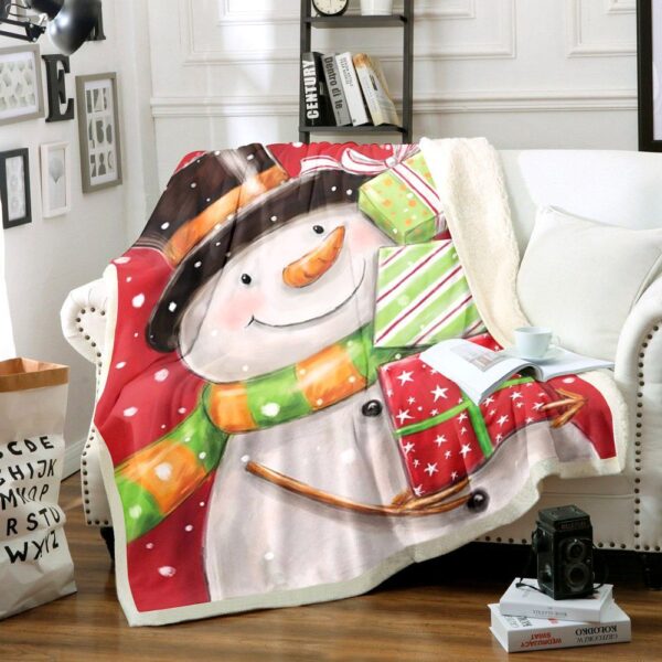 Snowman Fleece Blanket Sherpa Blanket