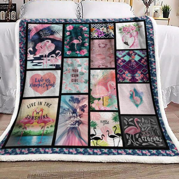 Flamingo Fleece Blanket Sherpa Blanket