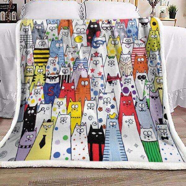 Cat Doodle Fleece Blanket Sherpa Blanket
