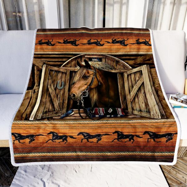 Horse Window Fleece Blanket Sherpa Blanket