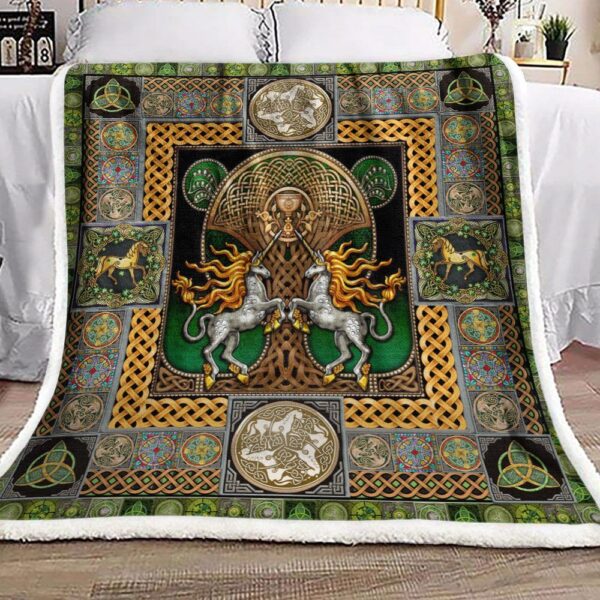 Celtic Horse Unicorn Fleece Blanket Sherpa Blanket