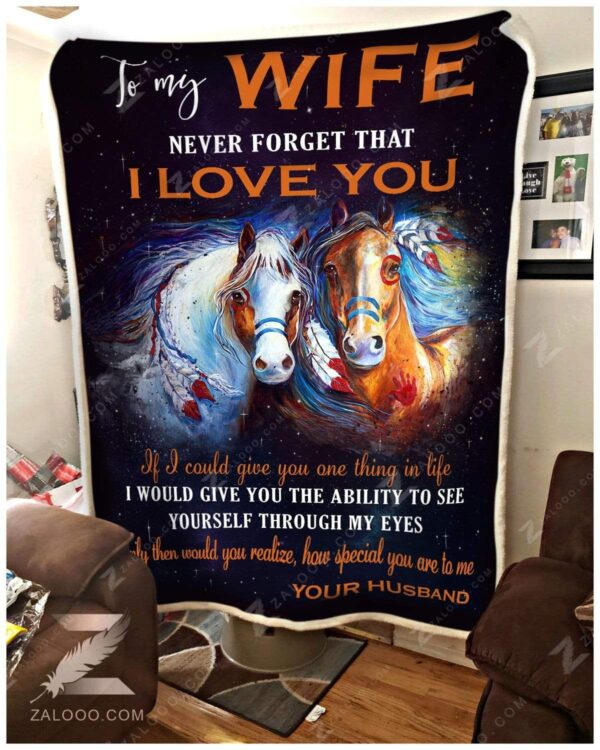 Horse Native American To My Wife Never Forget Fleece Blanket Sherpa Blanket