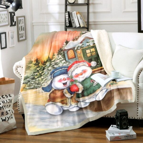 Snowman Fleece Blanket Sherpa Blanket