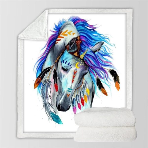 Native Horse Fleece Blanket Sherpa Blanket