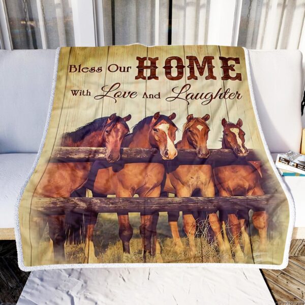 Horse Bless Our Home Fleece Blanket Sherpa Blanket