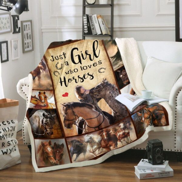 Just A Girl Who Loves Horses Fleece Blanket Sherpa Blanket