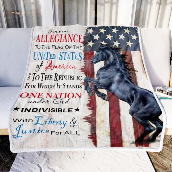 Us Flag Horse Ni1203003YE Fleece Blanket Sherpa Blanket