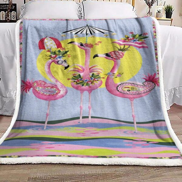 Flamingo Fleece Blanket Sherpa Blanket