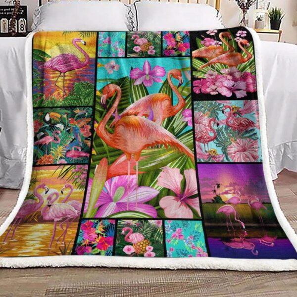 Flamingo Fleece Blanket Sherpa Blanket