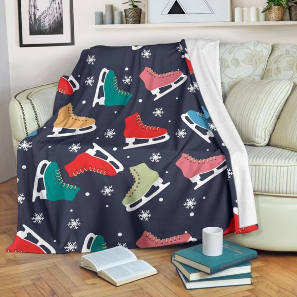 Ice Skate Pattern Fleece Blanket Sherpa Blanket