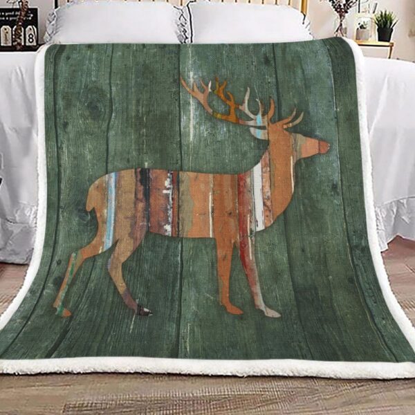 Deer Rustic Wood Wildlife Fleece Blanket Sherpa Blanket