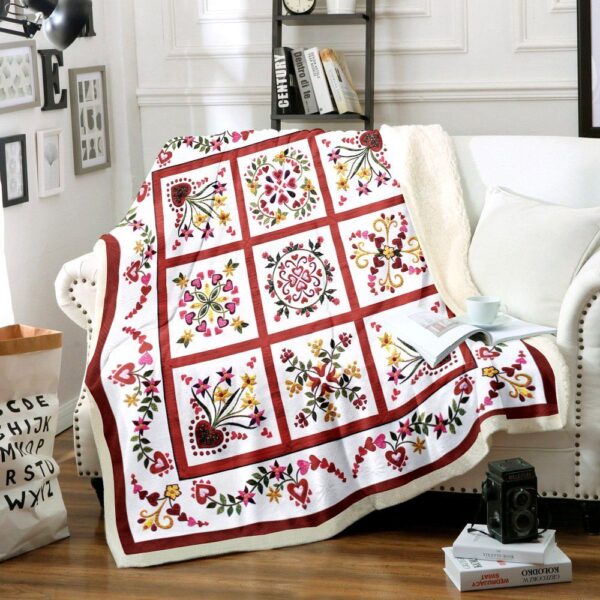Flowers For My Valentine Fleece Blanket Sherpa Blanket