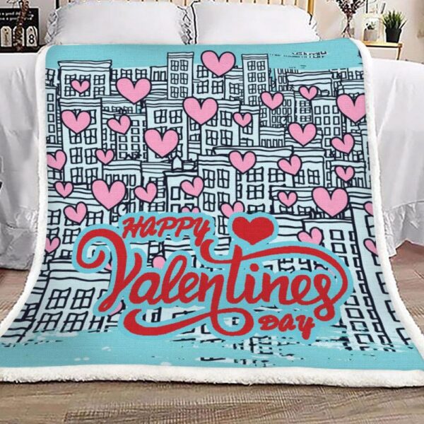 City Of Love Happy Valentines Day Fleece Blanket Sherpa Blanket