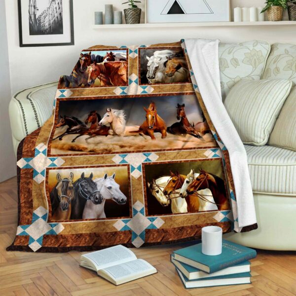 Horse Fleece Blanket Sherpa Blanket