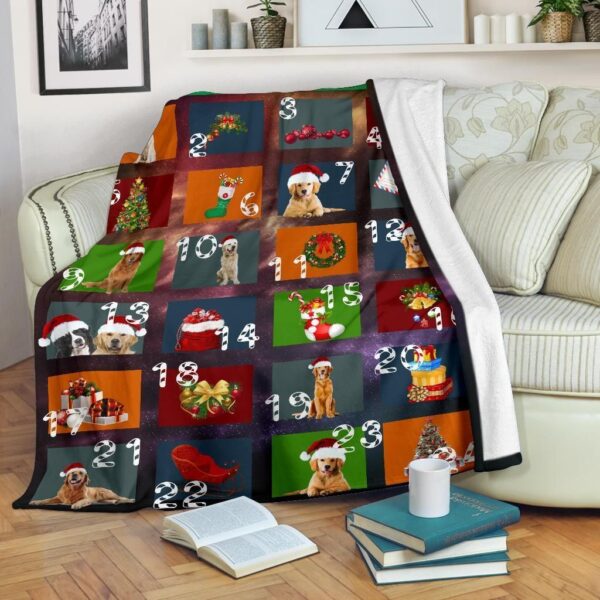 Golden Merry Christmas Fleece Blanket Sherpa Blanket