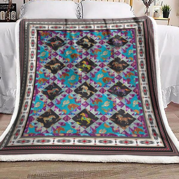 Horse Native American Fleece Blanket Sherpa Blanket