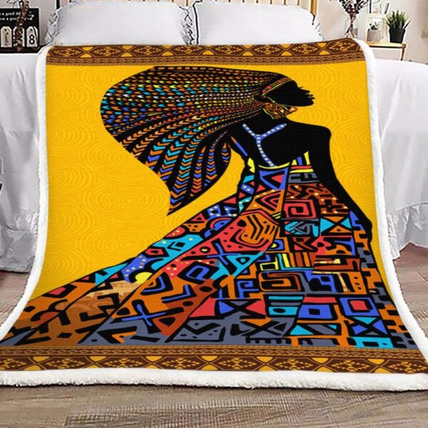 Ethnic African Woman Fleece Blanket Sherpa Blanket