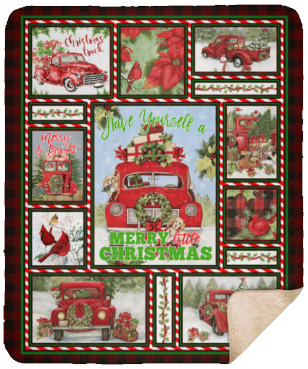Merry Little Christmas Fleece Blanket Sherpa Blanket