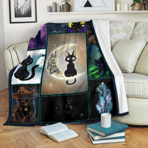 I Love You To The Moon And Back Cat Fleece Blanket Sherpa Blanket