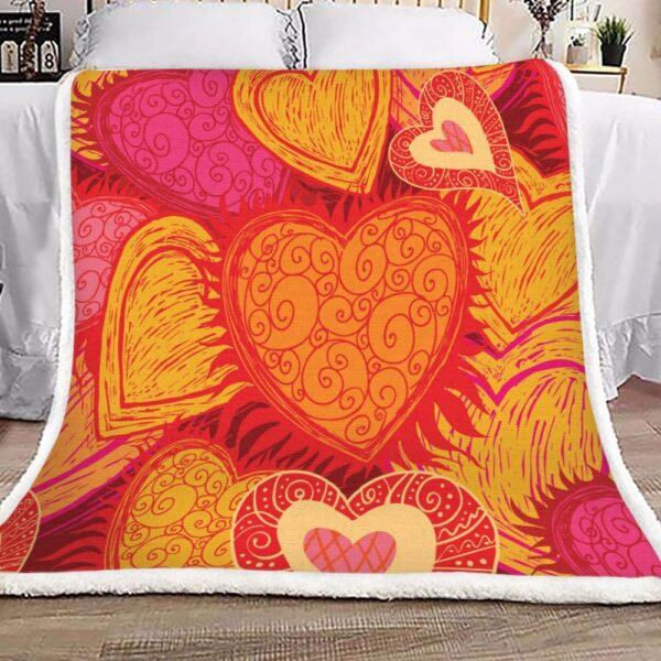 Valentine Heart Fleece Blanket Sherpa Blanket
