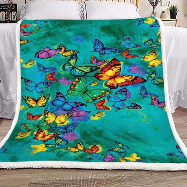 Butterfly Colorful Fleece Blanket Sherpa Blanket