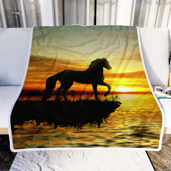 Horse Sunset Fleece Blanket Sherpa Blanket