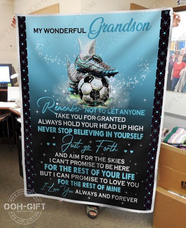 For Grandson Who Loves Playing Soccer Fleece Blanket Sherpa Blanket