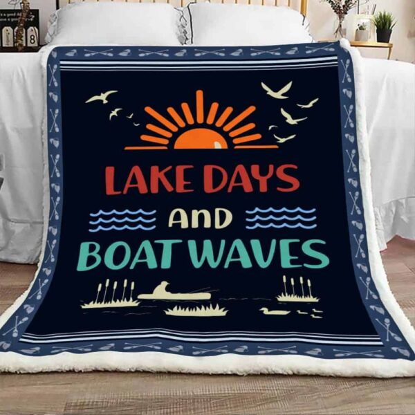 Lake Days And Boat Waves Fleece Blanket Sherpa Blanket