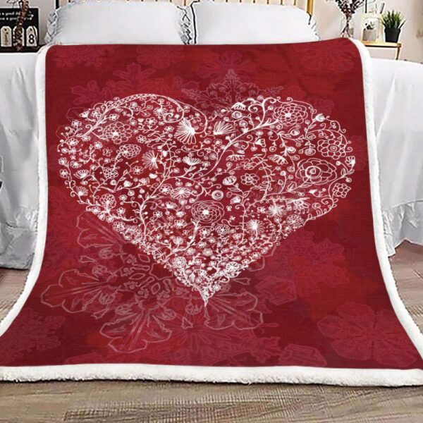 Flower Heart To Heart Valentine Day Fleece Blanket Sherpa Blanket